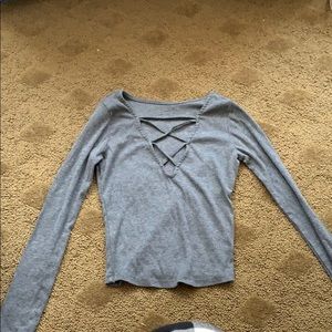 Grey criss cross long sleeve